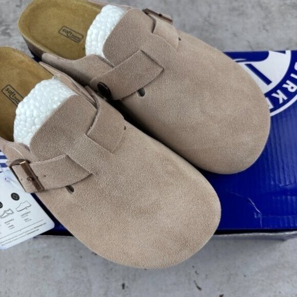 Birkenstock Boston taupe suede mule clogs - Picture 3 of 8